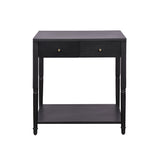 Modern Black Wood Side Table with Drawer & Shelf Nightstand or End Table