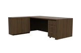 Classic Executive L-Shaped Desk – Walnut Finish with Metallic Detailing | SRK Modular Furniture Co.