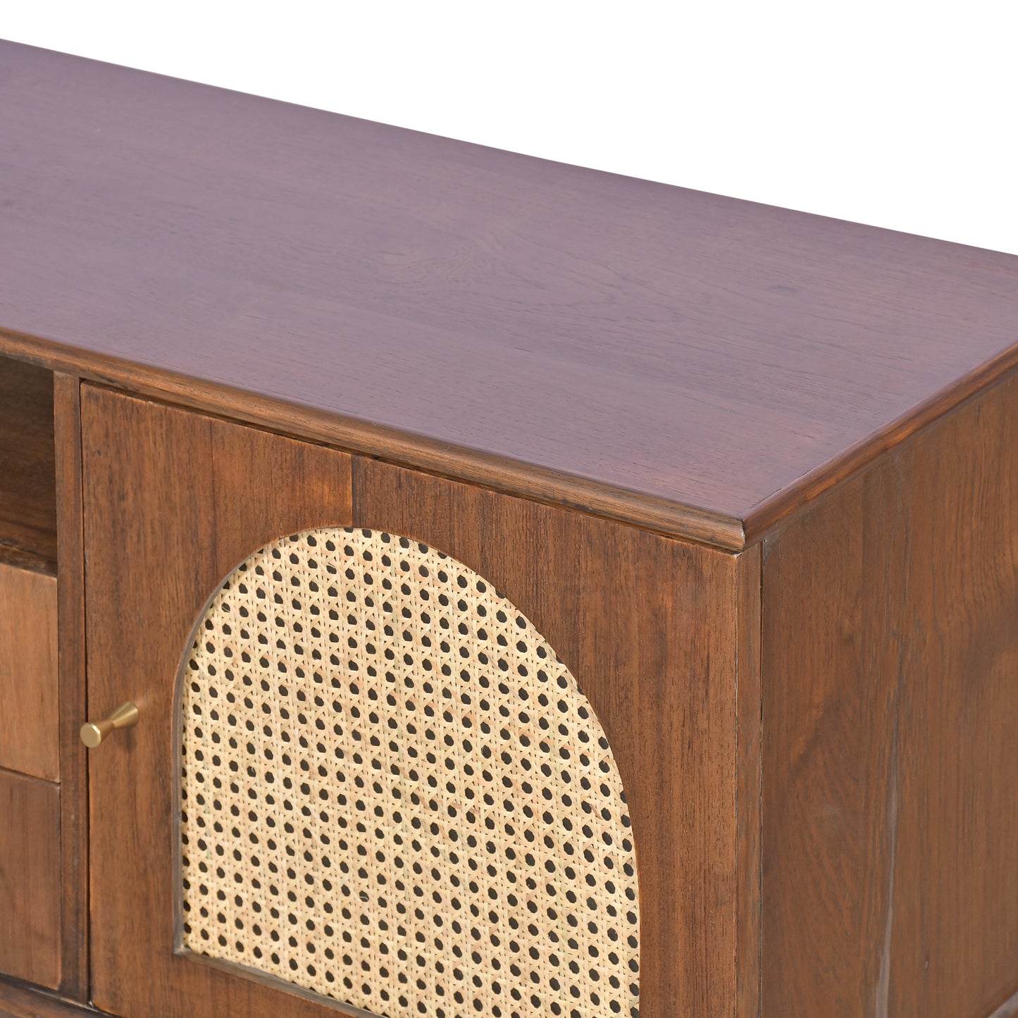 Bohemian Rattan Accent Console Table with Drawers