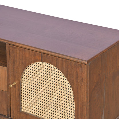 Bohemian Rattan Accent Console Table with Drawers