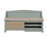 Cane Detail Storage Bench with Cushion  Entryway or Mudroom Bench