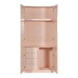 Modern Wood Wardrobe with Natural Rattan Door Panels