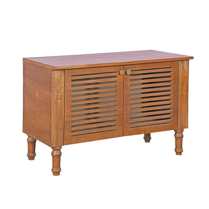 Odella Teak Shoe Cabinet Slatted Door Storage