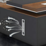 Executive L-Shaped Office Desk with Storage & Bookshelf – Walnut & Graphite Finish | SRK Modular Furniture Co.