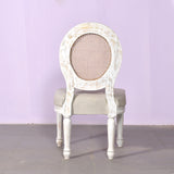 Elegant Oval Cane Back Chair  Antique White Finish