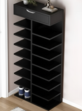 Modern 12-Tier Wooden Shoe Rack with Drawer | Space-Saving Organizer | Theom Living