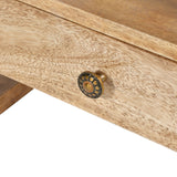 Solid Wood Side Table with Drawer & Open Shelf