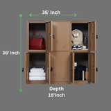 Compact Metal Locker | 6-Door Personal Storage Cabinet (Tan / Black Finish) | SRK Modular Furniture
