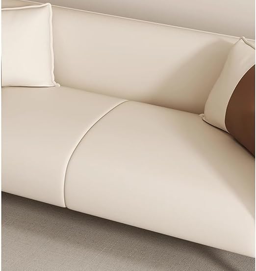 Modena Two-Tone Leather Sofa | Cream & Brown Modern Compact Sofa | Theom Living