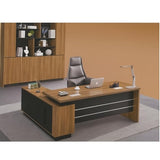 Executive L-Shaped Office Desk with Storage – Teak & Graphite Finish | SRK Modular Furniture Co.