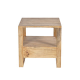 Solid Wood Side Table with Drawer & Open Shelf
