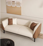 Modena Two-Tone Leather Sofa | Cream & Brown Modern Compact Sofa | Theom Living