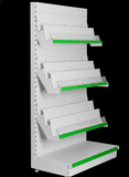 Angled Display Rack | 5-Tier Grocery & Retail Shelf with Green Accent | SRK Modular Furniture