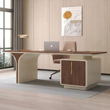 Luxury Executive Office Desk | Modern Curved Design Table with Storage Cabinet | SRK Modular Furniture