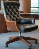 Executive Leather Office Chair | Solid Wood Frame & Tufted High-Back Design | SRK Modular Furniture