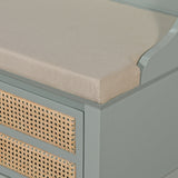 Cane Detail Storage Bench with Cushion  Entryway or Mudroom Bench