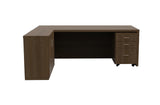 Classic Executive L-Shaped Desk – Walnut Finish with Metallic Detailing | SRK Modular Furniture Co.