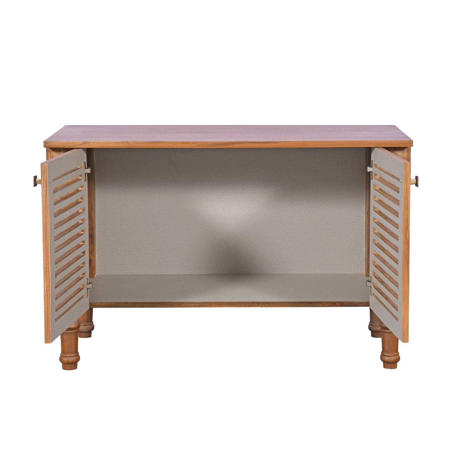 Odella Teak Shoe Cabinet Slatted Door Storage