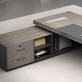 Premium Executive Office Desk – Grey Oak & Graphite Finish with LED Back Unit | SRK Modular Furniture Co.