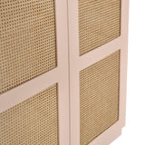 Modern Wood Wardrobe with Natural Rattan Door Panels