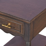 Dark Wood Side Table with Drawer & Shelf