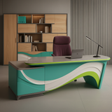 Premium Executive Office Desk | Wave Design Table with Gloss Finish & Storage | SRK Modular Furniture