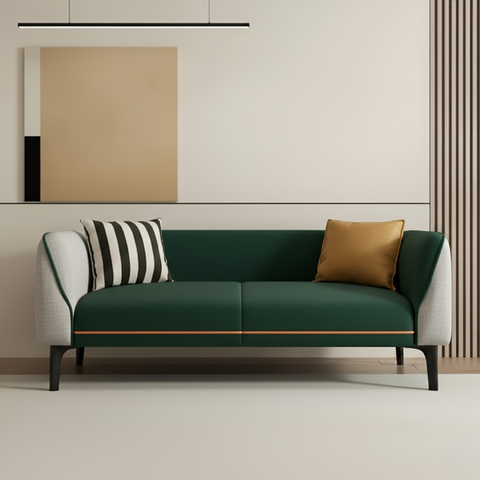 Modena Two-Tone Leather Sofa | Cream & Brown Modern Compact Sofa | Theom Living