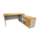 Executive Office Desk with Side Storage – White & Oak Finish | SRK Modular Furniture Co.