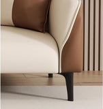 Modena Two-Tone Leather Sofa | Cream & Brown Modern Compact Sofa | Theom Living