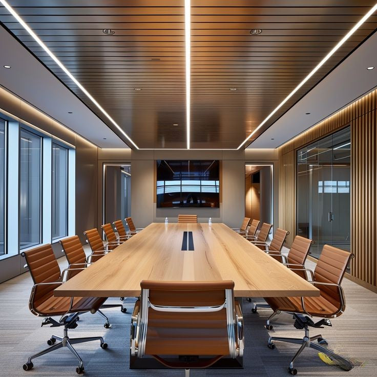 Modern Conference Table – Maple Finish with Aluminum Base | SRK Modular Furniture Co.