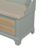 Cane Detail Storage Bench with Cushion  Entryway or Mudroom Bench