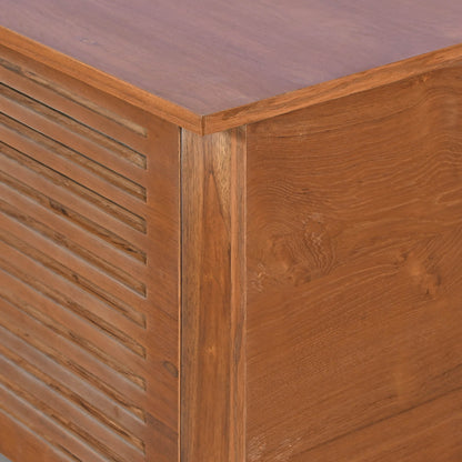 Odella Teak Shoe Cabinet Slatted Door Storage