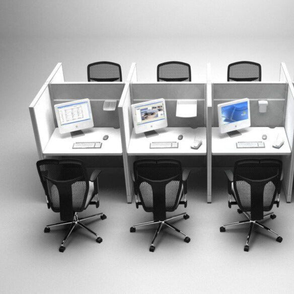 Compact 4-Seater Office Cubicle Workstation | Grey Partition Desk | Modular Office Furniture by SRK Furniture