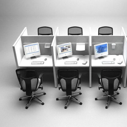 Compact 4-Seater Office Cubicle Workstation | Grey Partition Desk | Modular Office Furniture by SRK Furniture