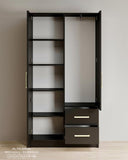 Aveline Compact Wardrobe with Mirror & Drawers | Ocean Blue Matte Finish | SRK Modular Furniture