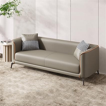 Vittoro Fusion Sofa | Tan Leather & Checkered Fabric Designer Sofa | Theom Living