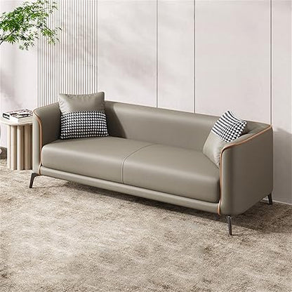 Vittoro Fusion Sofa | Tan Leather & Checkered Fabric Designer Sofa | Theom Living