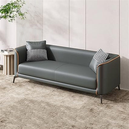 Vittoro Fusion Sofa | Tan Leather & Checkered Fabric Designer Sofa | Theom Living