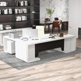 Luxury Curved Executive Desk – Glossy White & Walnut Contrast | SRK Modular Furniture Co.