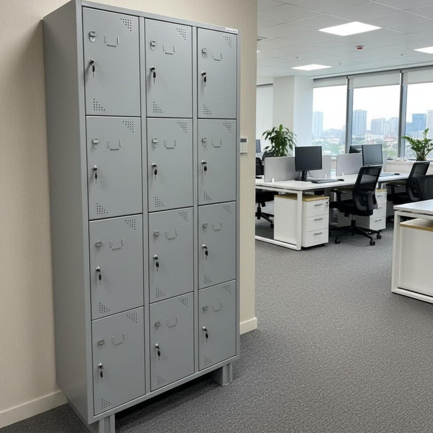 12-Door Steel Locker Cabinet | Industrial Storage Unit | SRK Modular Furniture