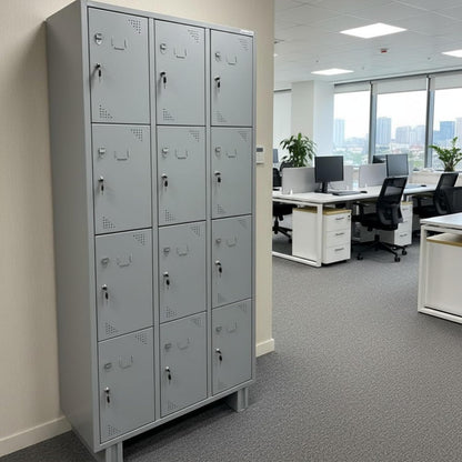 12-Door Steel Locker Cabinet | Industrial Storage Unit | SRK Modular Furniture