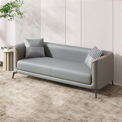 Vittoro Fusion Sofa | Tan Leather & Checkered Fabric Designer Sofa | Theom Living