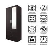 Aveline Compact Wardrobe with Mirror & Drawers | Ocean Blue Matte Finish | SRK Modular Furniture