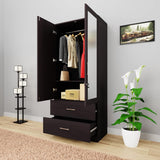 Aveline Compact Wardrobe with Mirror & Drawers | Ocean Blue Matte Finish | SRK Modular Furniture