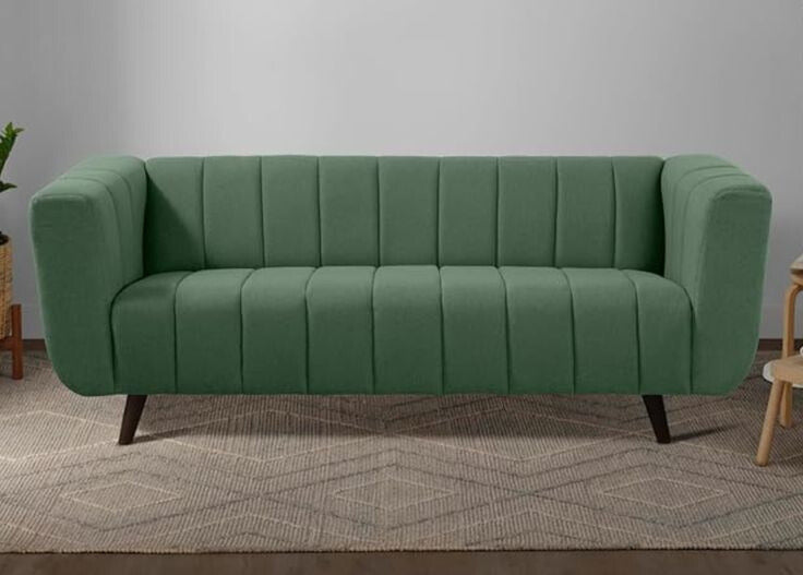 Aurelia Luxe Grey Sofa | Vertical Channel Tufted Design | Theom Living