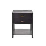 Modern Black Wooden Side Table with Storage