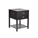 Modern Black Wooden Side Table with Storage
