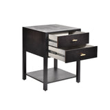 Modern Black Wooden Side Table with Storage
