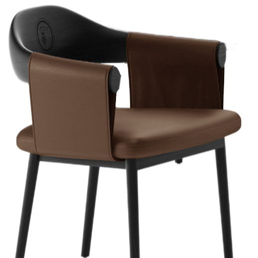 Modern Designer Accent Chair | Black & Brown Upholstered Dining / Office Chair | SRK Modular Furniture