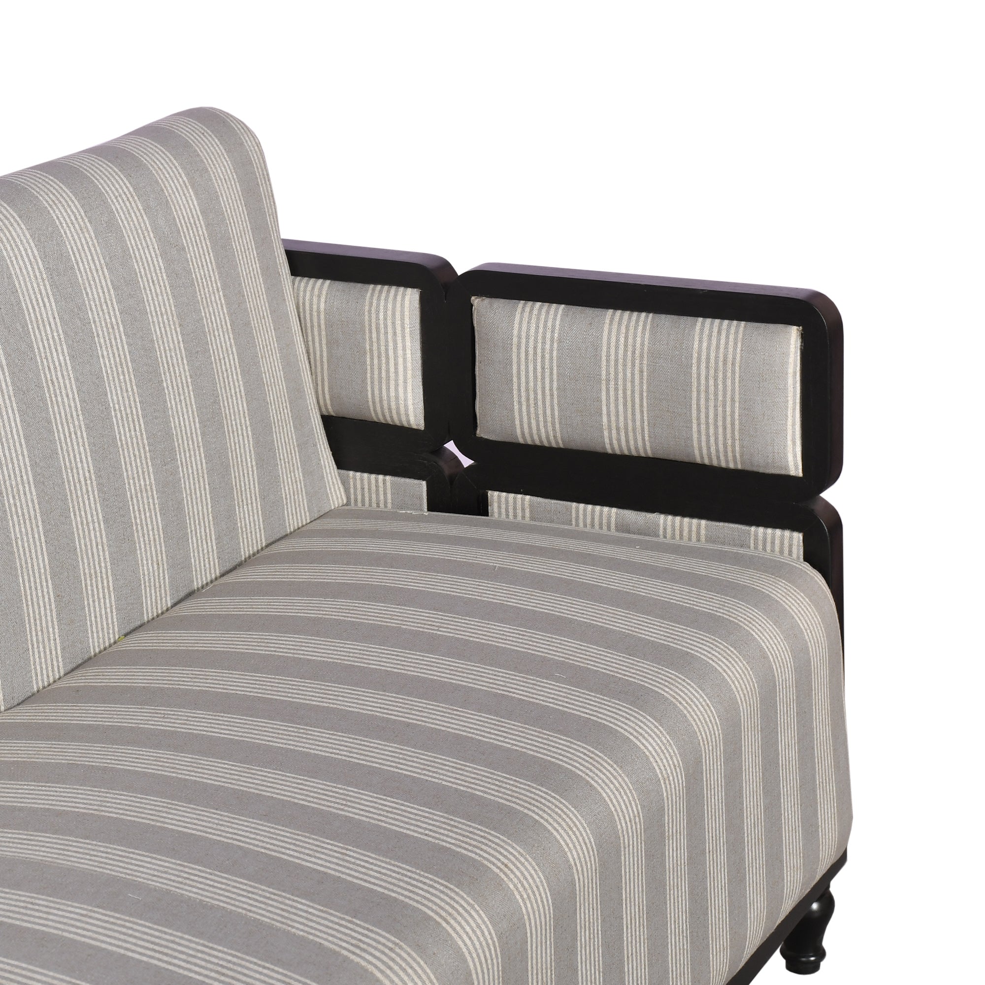 Modern Striped Fabric Sofa Set with Cane Back Accents  Living Room Seating